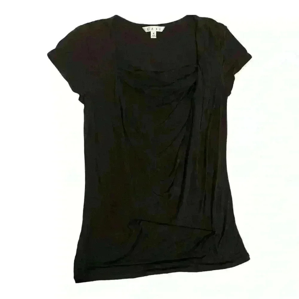 CAbi black drape neck top. - Picture 3 of 6